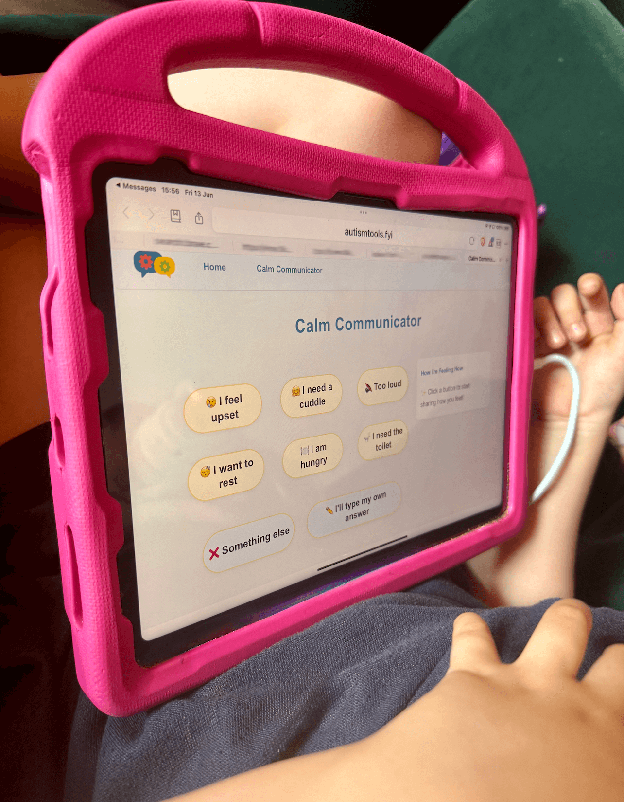 Calm Communicator running on an iPad